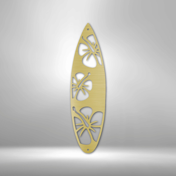 Surf Board Flowers Steel Sign Laser Cut Powder Coated Home & Office Metal Wall D